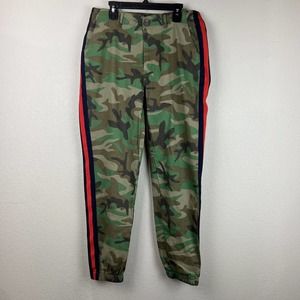 Kate C Camp‎ Pants Comes Large Camouflage Red Blue Stripe Jogger